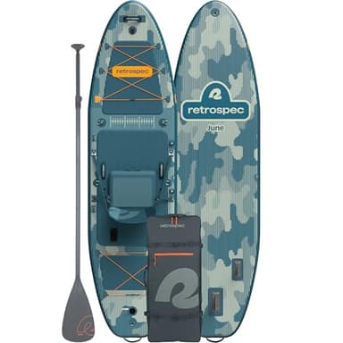 Retrospec June Inflatable Fishing Paddle Board, 11 ft 6 in