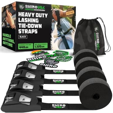 Rhino USA Lashing Straps, 1 in x 12 ft, 4-pack cam buckle