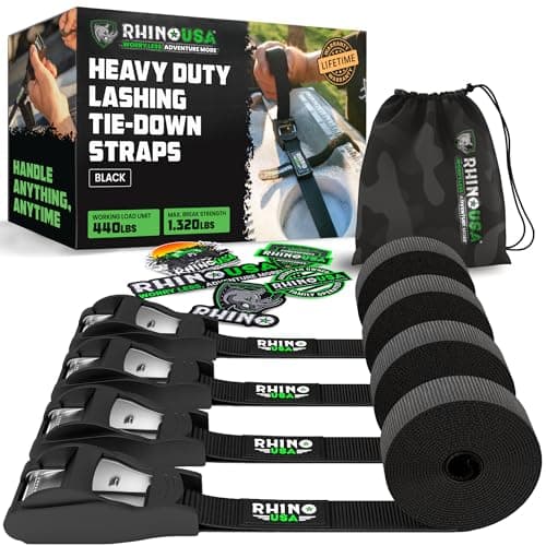 Rhino USA Lashing Straps, 1 in x 12 ft, 4-pack cam buckle