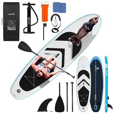 SereneLife XL Extra-Wide Inflatable Paddle Board, 35 in