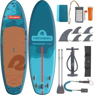 Retrospec Weekender Crew Multi-Person Inflatable Paddle Board, 12 ft