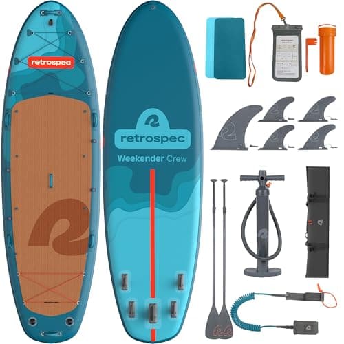Retrospec Weekender Crew Multi-Person Inflatable Paddle Board, 12 ft