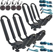 Leader Accessories J-Bar Kayak Roof Rack, 2 pairs with tie-downs