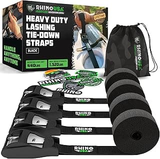 Rhino USA Lashing Straps, 1 in x 12 ft, 4-pack cam buckle
