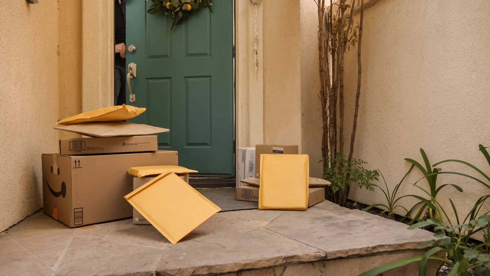 Delivery boxes on a doorstep
