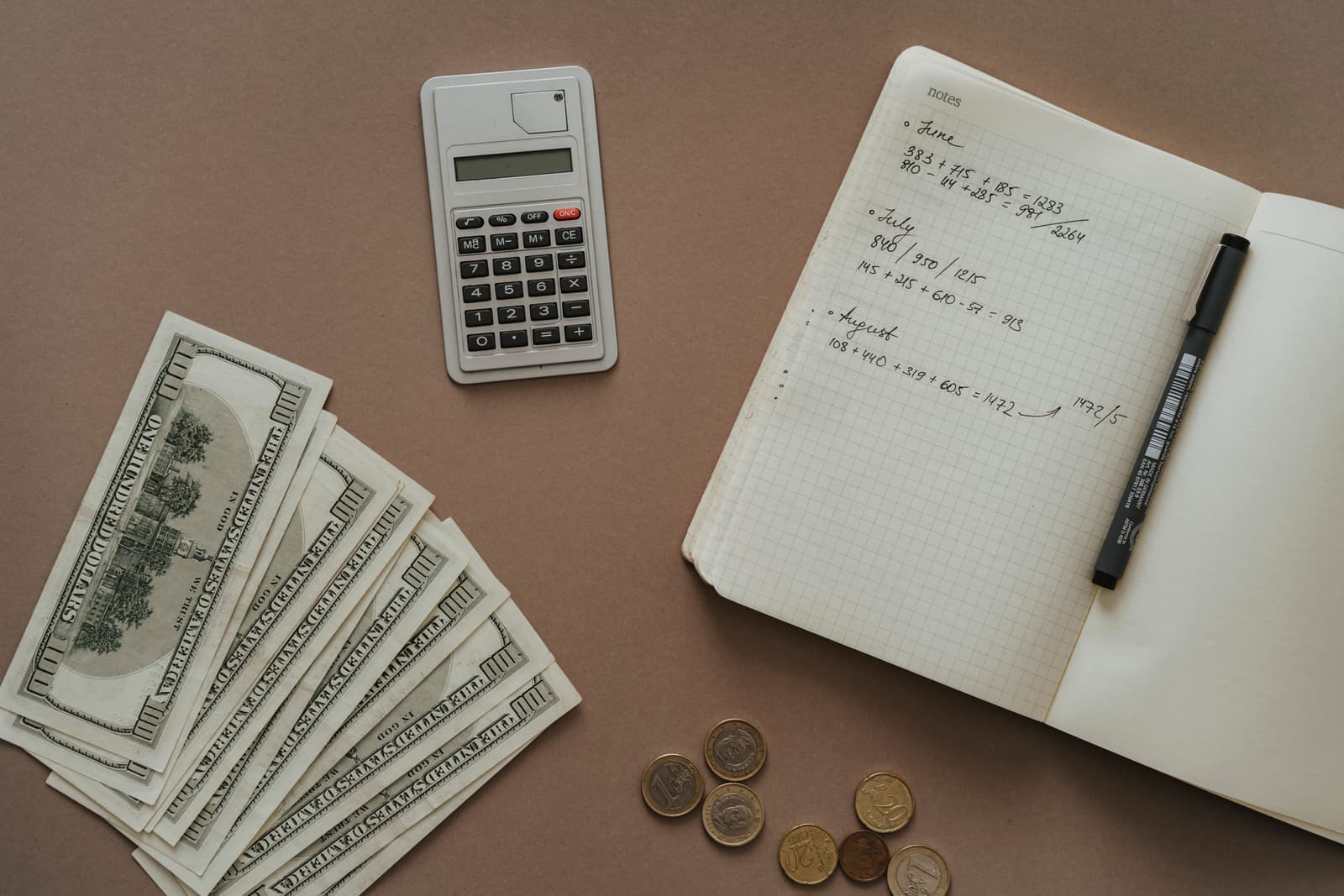 Outdoor gear laid out flat for a budget plan