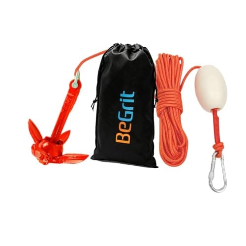 BeGrit Kayak Anchor Kit, 1.5 lb Folding Anchor with 32.8 ft Rope
